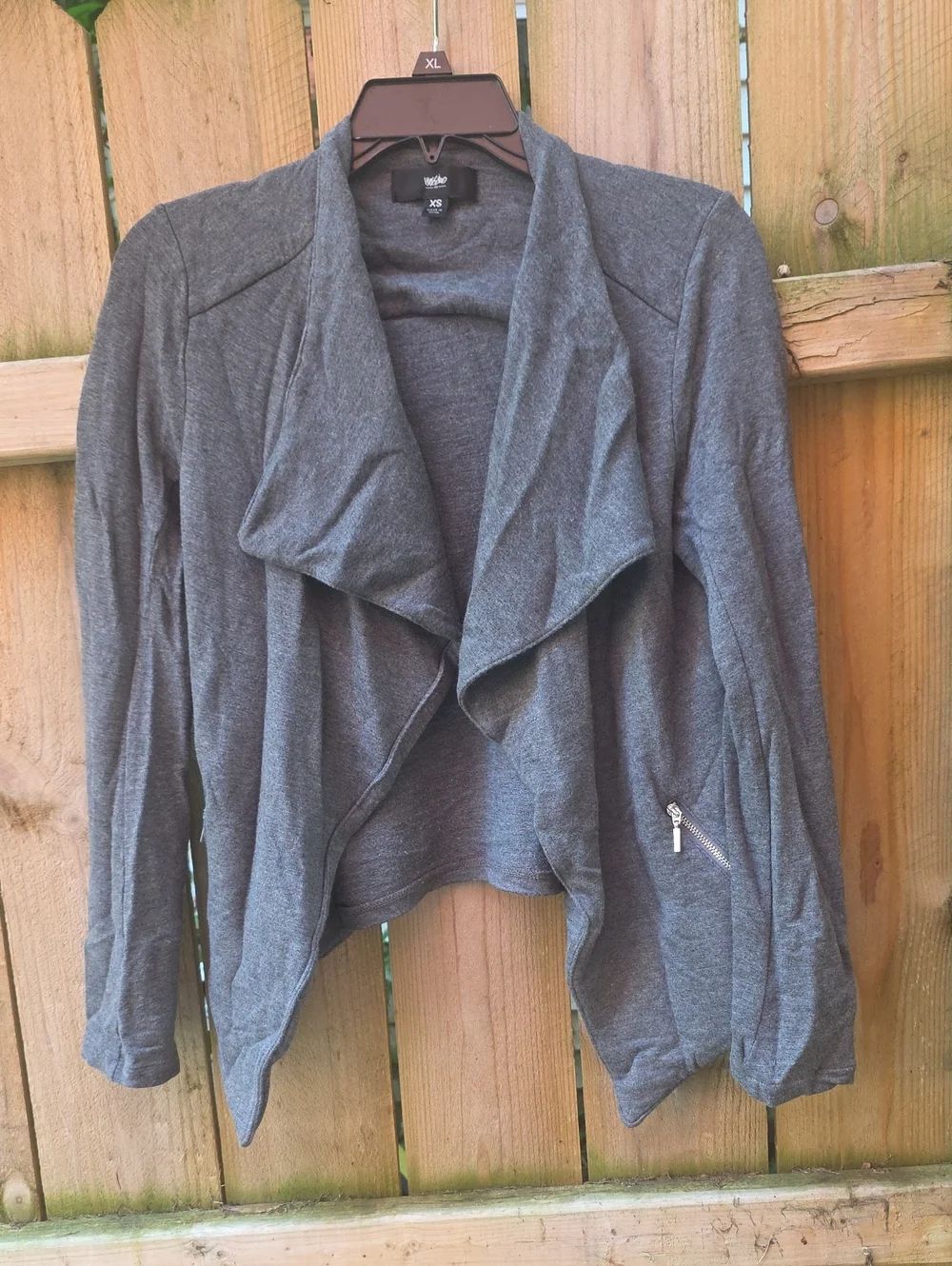 Women's Gray Draped Open-Front Cardigan